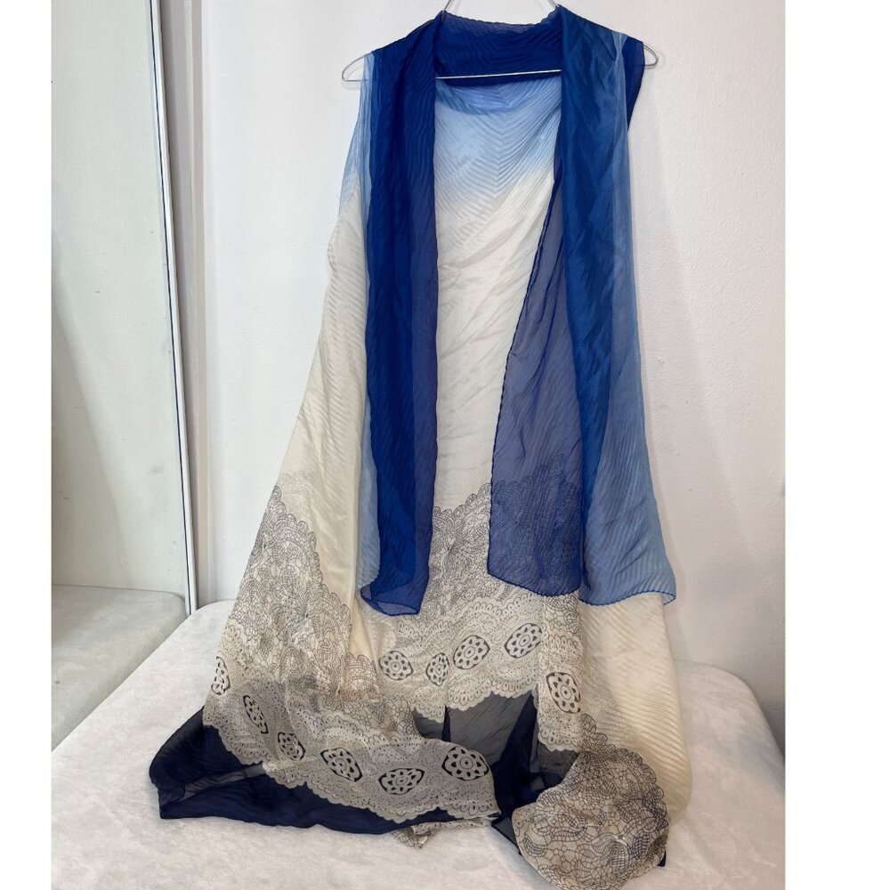 Princess Cruises Swim Cover Up One Size Blue Cream Boho‎ Coastal